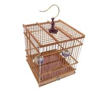 DIKACA Handmade Bamboo Hanging Bird Cage with Removable Tray Carbonized Purple Finish Rectangular Cage for Finches Budgies Lovebirds Natural Habitat Decorative Pet Aviary