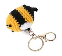 DIKACA Handmade Knitted Bee Pendant Keychain Crochet Honeybee Charm for Car and Bag Decoration Creative Gift for Couples and Friends