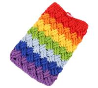 DIKACA Handwoven Rainbow Patchwork Cellphone Shoulder Bag Single Strap Crossbody Bag for Women Stylish Outdoor Portable Mobile Phone Carrier