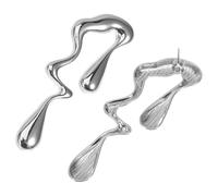 DIKACA Irregular Waterdrop Earrings Lightweight Abstract Metal Design Dainty Drop Pendant Jewelry for Women Teens Casual and Formal Wear