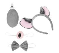 DIKACA Koala Ears Headband Costume Soft Comfortable Animal Cosplay Kit with Tail Nose Bow Tie for Halloween Christmas Party Dress Up Adults