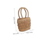 DIKACA Lightweight Handwoven Straw Beach Tote Bag with Boho Fringe for Women Rustic Pastoral Style Woven Purse for Travel Picnic Vacation and Summer Outings