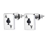 DIKACA Lightweight Titanium Steel Poker Design Stud Earrings for Women and Girls, Fashionable Playing Card Jewelry for Daily Dressing and Costume Props, Black Ear Adornments