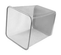 DIKACA Metal Waste Paper Basket Small Silver Storage Bin for Bathroom Office Kitchen Rust-resistant Household Trash Container Without Lid