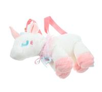 DIKACA Mini Plush Unicorn Crossbody Shoulder Bag with Smooth Zipper for Women Cute Cartoon Design Soft Single Strap Pouch to Carry Wallet Phone Cosmetics and Cards