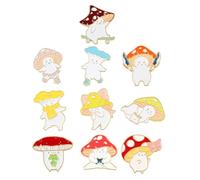 DIKACA Mushroom Brooches Enamel Lapel Pins 10Pcs Colorful Metal Badge Set for Bags Clothes Caps Unisex Casual Accessory Assorted style