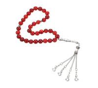 DIKACA Natural Red Agate Prayer Beads Muslim Rosary for Worship and Ramadan with Luster Suitable for Islamic Weddings Car Rearview Mirror Decoration and Religious Events