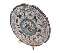 DIKACA Natural Wood Decorative Wheel Year Calendar for Home and Office Unique Tree Ring Design Wooden Perpetual Desk Calendar Ornament Living Decor and