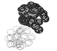 DIKACA Numbered Plastic Labels Circular Number Tags with Metal Rings 100Pcs for Signboard Identification and Locker Use in Black