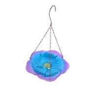 DIKACA Outdoor Hanging Iron Bird Feeder Tray Food Container for Garden Balcony Patio Decorative Blue Purple Metal Bird Accessory for Wild and Backyard Feeding