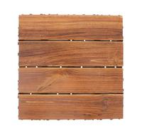 DIKACA Outdoor Interlocking Wooden Decking Tiles, Carbonized Anti-Corrosion Solid Wood Flooring for Balcony Patio Garden, Self-Assemble Waterproof Deck Tiles with Wood Wax Oil (4 Pieces)