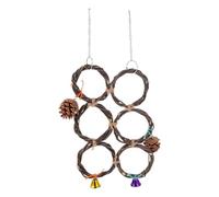 DIKACA Parrot Cage Hanging Bird Climbing Circle Chew Swing for Cockatiel and Budgie, Handwoven Apple Branch Rope Bite for Pet Birds