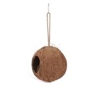 DIKACA Parrot Feeder and Lizard Hiding Nest 12 Inch Sturdy Coconut Shell Convenient Feeding Access for Small Pets