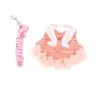 DIKACA Party Rabbit Harness and Leash with Decorative Bunny Dress Lightweight Outdoor Pet Rabbit Clothes Comfortable Fashionable Costume for Walking and Photos Orange S