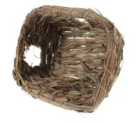 DIKACA Pastoral Style Woven Grass Pet House Natural Breathable Hamster Nest Small Rabbit Hideout Comfortable Relax Hut for Small Pets