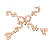 DIKACA Pearl Drop Earrings Women Zinc Alloy Lightweight Fashionable Decorative Number Design Stylish Ear Pendants for Party Celebration Daily Wear