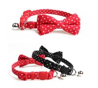 DIKACA Pet Collar Bow Tie with Bell Polka Dot Pattern Black Cat Dog Neck Chain Comfortable Adjustable Neck Ring for Small Pets