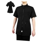 DIKACA Pet Grooming Smock for Women Fiber Barber Jacket with Multifunctional Pockets Comfortable Soft Workwear Apron for Dog Grooming and Stylist Use