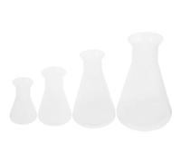 DIKACA Plastic Erlenmeyer Flask Set Sturdy Conical Flasks Scale 4 Sizes 50ml 100ml 250ml 500ml for Laboratory Experiments and Chemistry Studies 4pcs
