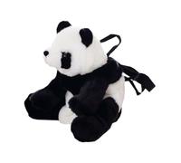 DIKACA Plush Panda Backpack Large Capacity Storage Bag Cute Cartoon Animal Design Zipper Soft Simulated Black and White Organizer