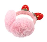 DIKACA Plush Strawberry Winter Ear Muffs for Women and Pink Warm Ear Warmer Earmuffs with Size for Cold Weather