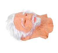 DIKACA Realistic Old Uncle Mask with White Hair and Beard Full Latex Headgear for Adults Halloween Cosplay Human Wrinkle Face Cover Comfortable Breathable for Masquerade Party Role