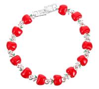 DIKACA Red Apples Charm Bracelet for Women, Decorative Fruit Design Silver Plated Bracelet, Creative Cute Apple Wrist Jewelry for and Ladies