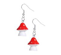 DIKACA Red Mushroom Shaped Earrings for Women Creative Vintage Garden Style Fashion Ear Drops Unique Party and Festival Jewelry