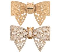 DIKACA Removable Bow Shoe Clips with Rhinestone Embellishments 1 Pair Decorative Shoe Charms for Wedding Heels Fashionable DIY Bowknot for Women
