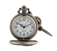 DIKACA Retro Pocket Watch Pendant Hollow Eagle Design, Quartz Movement, Genuine Leather Keychain, Vintage Hanging Watch for Men and Women