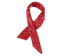 DIKACA Rhinestone Red Ribbon Cancer Awareness Pin Alloy Brooch for World Aids Day Breast Cancer Reminder Elegant Breastpin for Clothes Support and Care