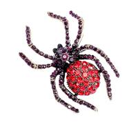 DIKACA Rhinestone Spider Brooch Pin in Red Alloy Material for Daily Use, Retro Style Accessory for Matching Bag Or Shawl, Trendy Spider Shaped Jewelry for Women