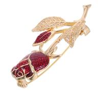 DIKACA Rose Brooch Jewelry Rhinestone Crystal Flower Brooch Dainty Floral Pin Rhinestone Broochpin Rose Flower for Women Pins Fashion Red