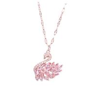 DIKACA Rose Gold Swan Shaped Zircon Necklace Elegant Pink Choker Neck Chain Fashion Neck Decoration for Women Ladies Suitable for Special Occasions and Parties