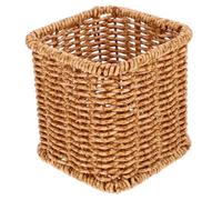 DIKACA Rustic Plastic Woven Pen Holder Desktop Organizer Portable Tabletop Stationery Container for Pens Makeup Brushes Cutlery Multifunctional Storage Box for Home and Office