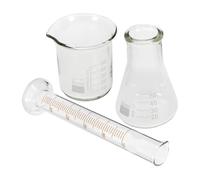 DIKACA Scientific Glassware Set Including Graduated Measuring Cup and Laboratory Beaker Made of Reliable Glass for Easy Storage in Scientific Fields and Physics