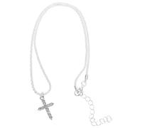 DIKACA Shiny Rhinestone Cross Necklace for Women Scratch-resistant Zinc Alloy Pendant Sparkling Crucifix Jewelry Comfortable Collarbone Chain for Wedding and Festive Wear Meaningful Faith
