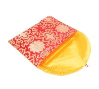 DIKACA Silk Embroidery Folder Pouch Document Organizer with Chinese Knot Red Envelope Elegant Brocade Storage Bag for Buddhist Scriptures Photos Cards and Papers