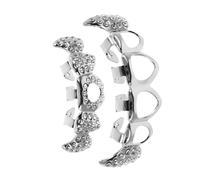 DIKACA Silver Hollow Out Vampire Teeth Grill Wear-resistant Shine Lightweight Comfort Fit Unique Sharp Fang Design for Halloween Cosplay Hip Hop Style Jewelry