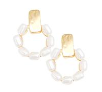 DIKACA Small Pearl Hoop Earrings Unique Artificial Pearl Studs for Teens Versatile Lightweight Jewelry for Women Anniversary Valentine Day