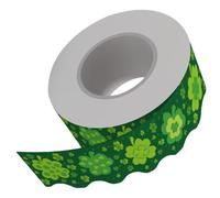 DIKACA St Patrick's Day Classroom Borders Sticker Roll, Green Clover Bulletin Board Trim, Self-adhesive Festival Border for Classroom Decorations