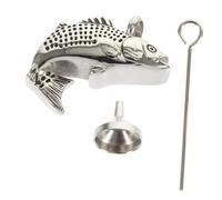 DIKACA Stainless Steel Pet Cinerary Urn Pendant with Funnel and Needle Fish-shaped Small Memorial Casket for Ashes Keepsake Jewelry for Dogs and Cats Portable Pet Funeral Storage Case