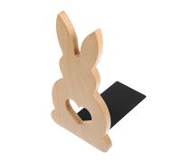DIKACA Sturdy Wooden Rabbit Bookends Heavy Duty Organizer for Books Magazines Office Desk with Charming Bunny Design Space-saving Decorative Shelf Holder