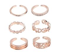 DIKACA Stylish Rhinestone Inlaid Hollow Heart Ring Creative Toe Decor Jewelry for Women Fashion Accessory