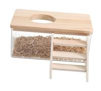 DIKACA Transparent Hamster Sand Bath Container with Ventilated Lid and Pet Ladder Small Pet Litter Box for Bathing and Digging Secure Clear Shower Natural Habits and Active Behavior