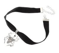 DIKACA Vintage Alloy Spider Necklace Choker for Women, Silver Flocking Pendant Gothic Jewelry, Halloween Witch Accessory, Rave and Goth Style