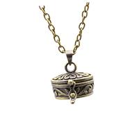 DIKACA Vintage Disc-Shaped Pet Ashes Urn Necklace Memorial Pendant Small Copper Cinerary Urn Jewelry for Pet Owners