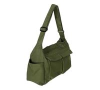 DIKACA Vintage Green Canvas Messenger Bag for Women Large Capacity Crossbody Tote with Strap and Multiple Pockets Comfortable School Shoulder Bag for Students and Casual Outings