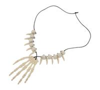 DIKACA Vintage Halloween Skull Hand Necklace Unisex Skeleton Pendant Choker Gothic Cosplay Accessory Distressed Bone Pendant for Spooky Party and Witch Costume