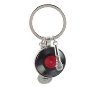DIKACA Vintage Metal Vinyl Record Keychain Compact Music Themed Pendant for Backpacks and Handbags Lightweight Accessory for Concerts Festivals and Music Lovers